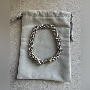 David Yurman 925 Sterling Silver and 14K Gold 6mm Wheat Chain Bracelet
